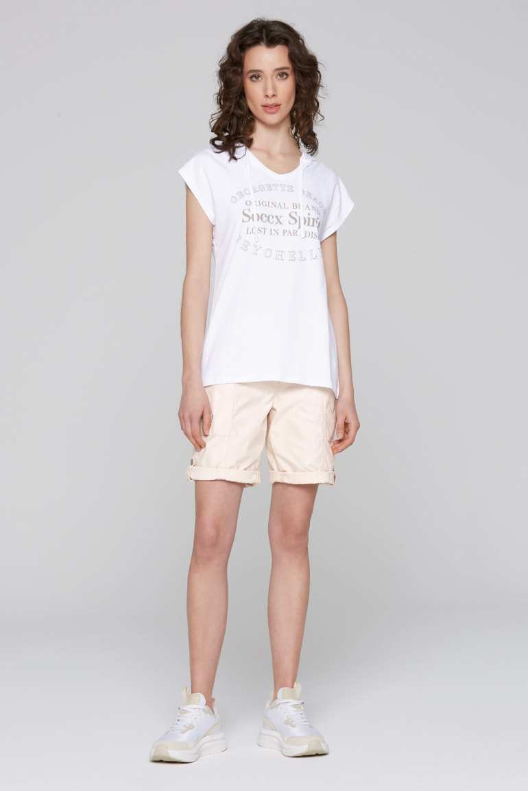 Ärmelloses Kapuzenshirt mit Glitter Puffprint