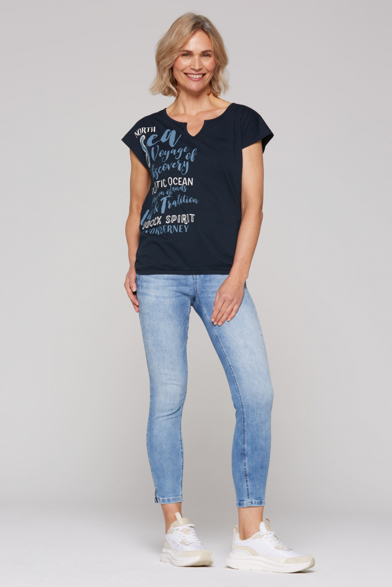 Ärmelloses Shirt mit Print und Elastiksaum
