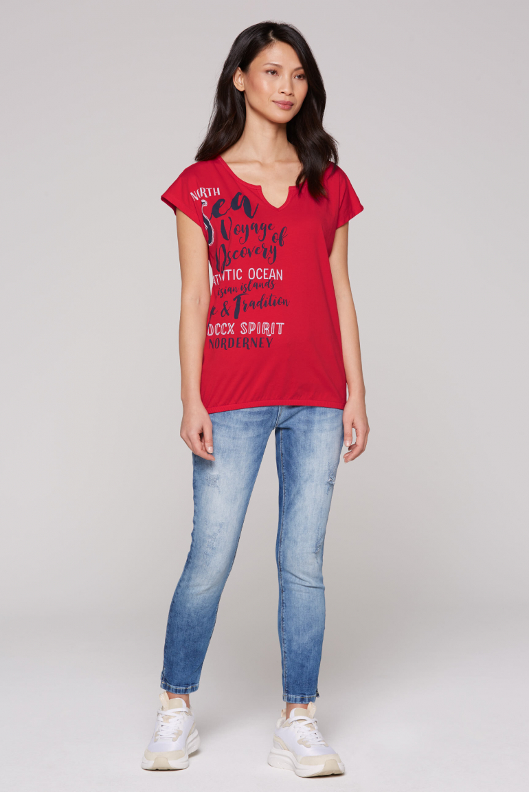 Ärmelloses Shirt mit Print und Elastiksaum
