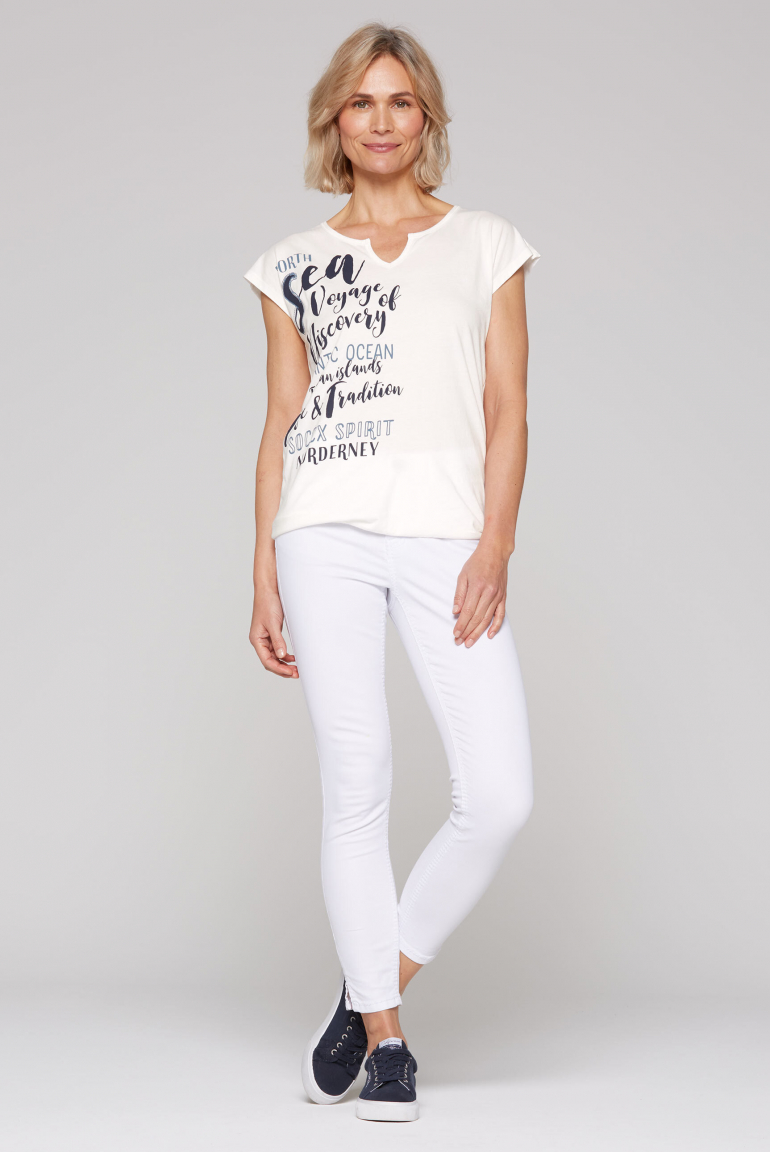 Ärmelloses Shirt mit Print und Elastiksaum