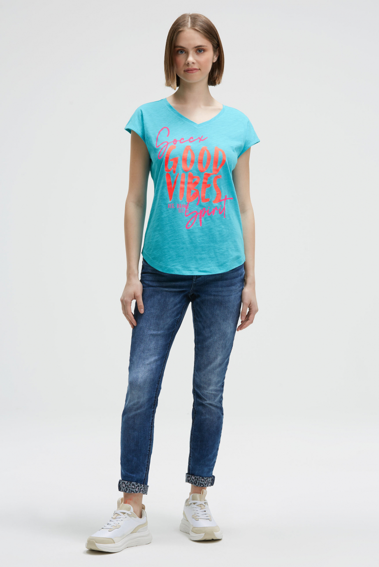 Ärmelloses Shirt mit V-Ausschnitt und Prints
