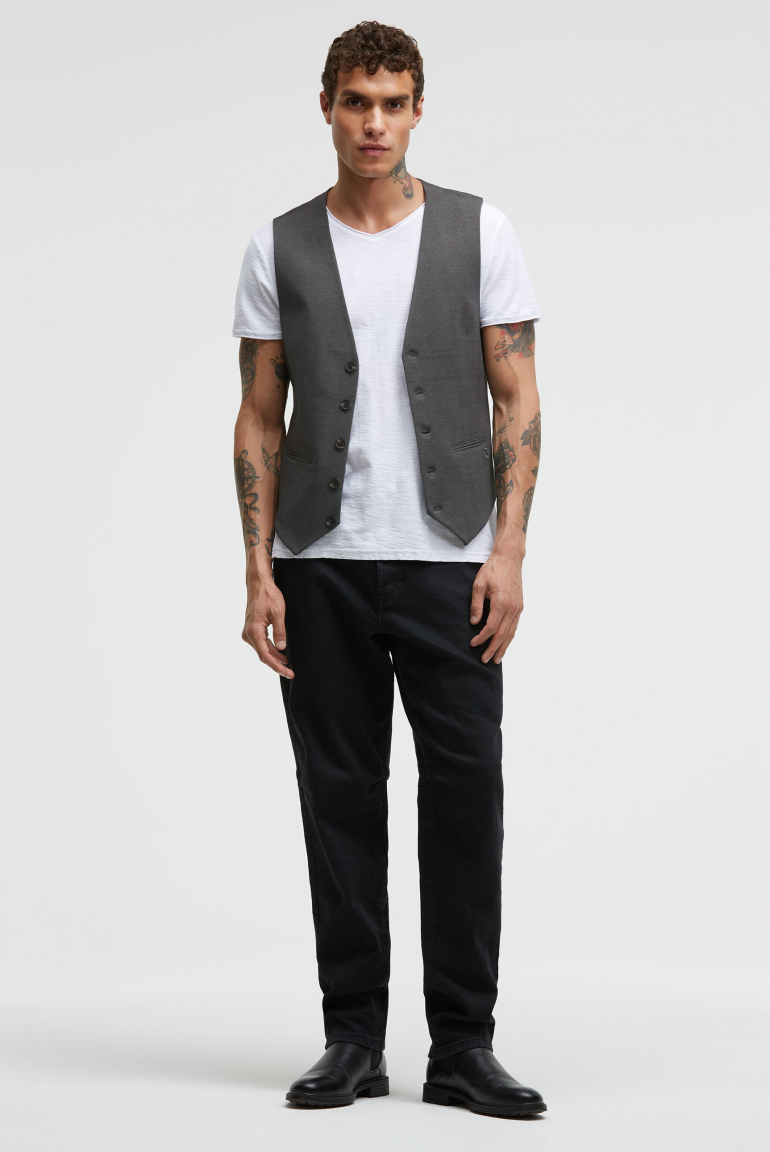 Anzugweste aus Interlock mit Herringbonemuster