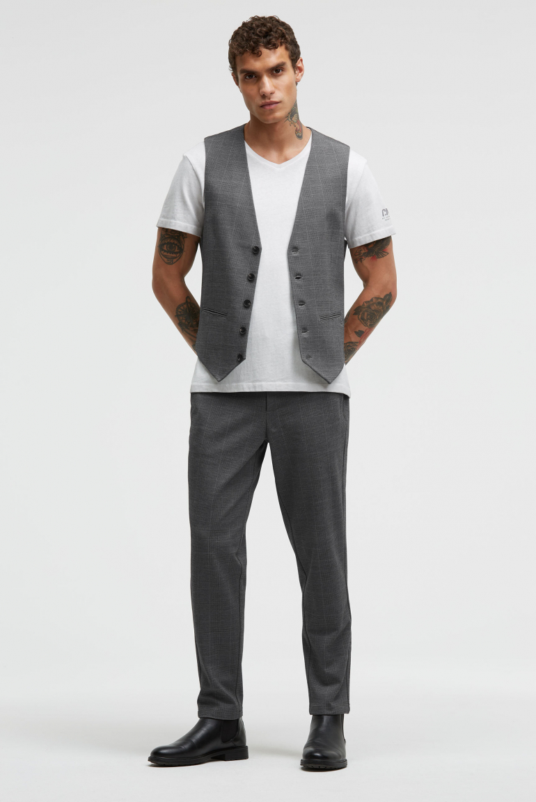Anzugweste aus Interlock mit Karomuster