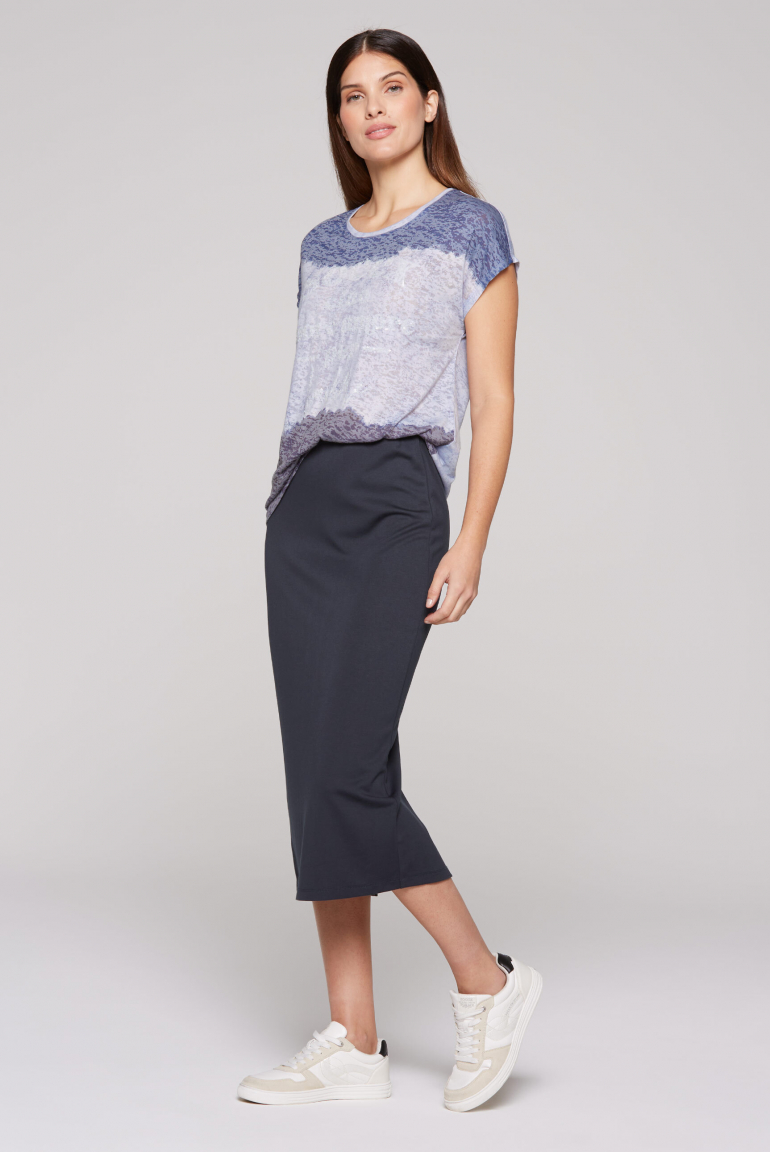 Ausbrenner-Shirt mit All Over Print und Pailletten