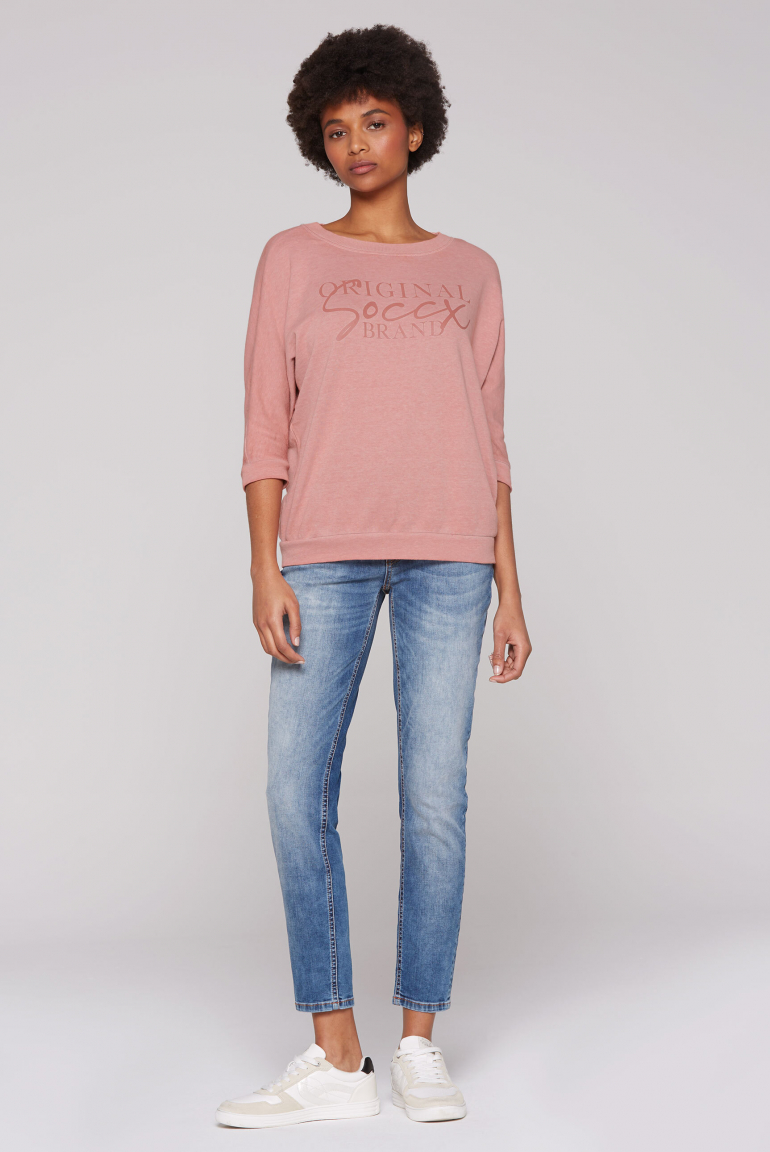 Basic Sweatshirt mit verkürzten Fledermausärmeln