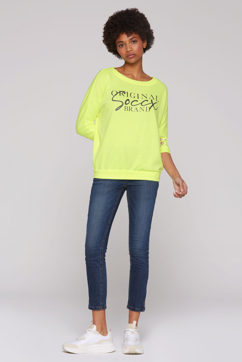 Basic Sweatshirt mit verkürzten Fledermausärmeln