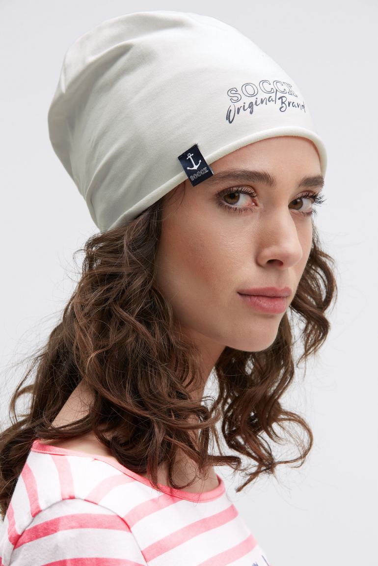 Beanie aus Jersey mit Logo Print