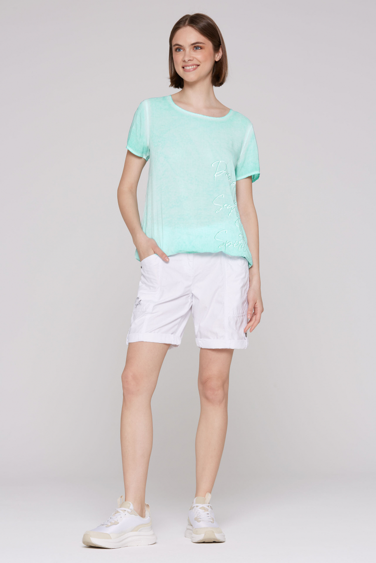 Blusenshirt mit Print und Elastiksaum