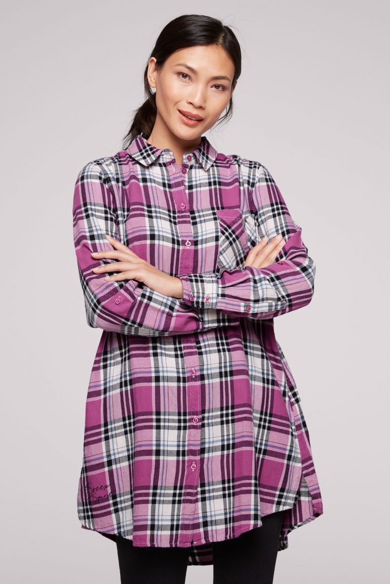 Flanellbluse mit modernem Glencheck-Karo