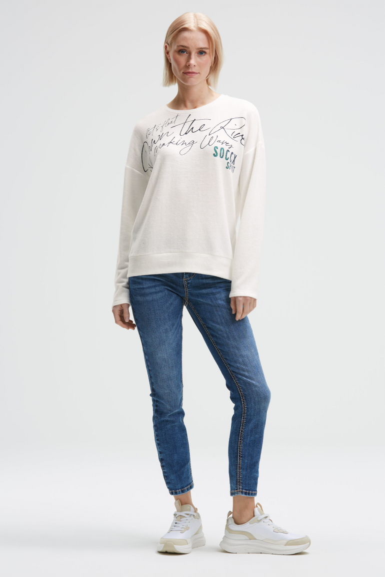 Flauschpullover mit Wording Print