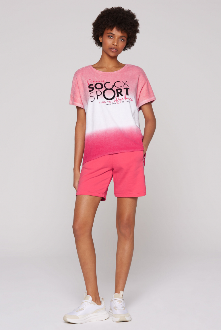 Frottee-Shirt mit Dip-Dye-Spray-Effekt