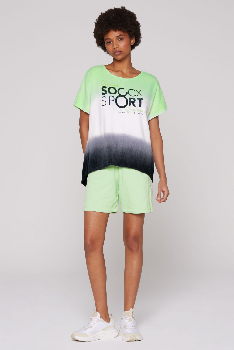 Frottee-Shirt mit Dip-Dye-Spray-Effekt