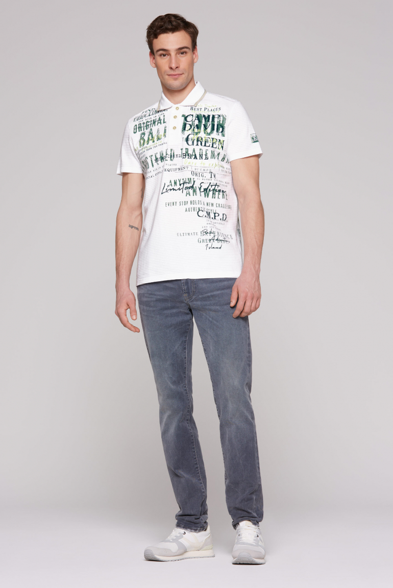 Gestreiftes Polo mit Prints und Stickereien