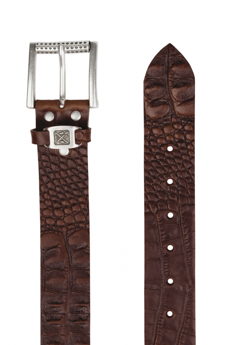 Gürtel aus geprägtem Leder mit Metall-Logo