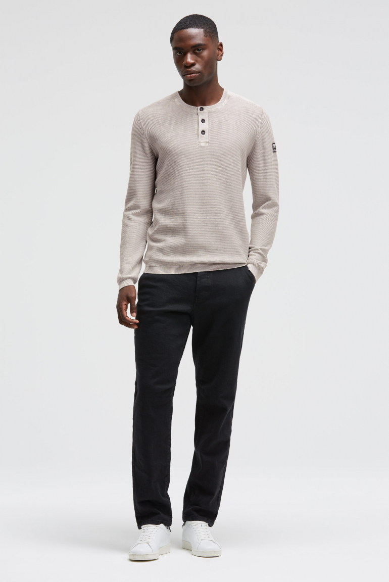 Henley-Pullover Stone Washed