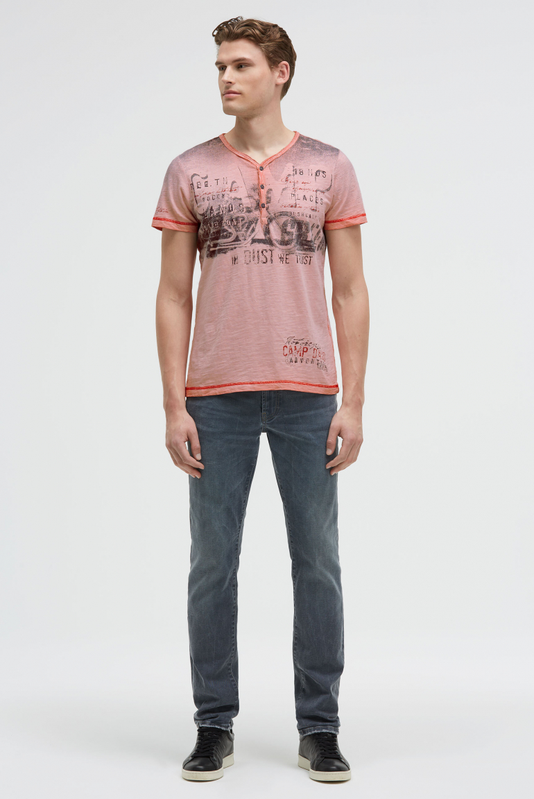 Henley-Shirt im Used Look mit Photoprint