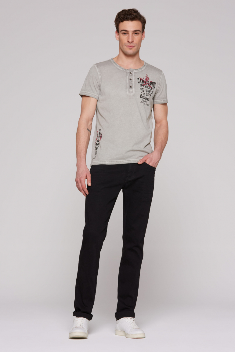 Henley-Shirt Oil Dyed mit BBQ Prints