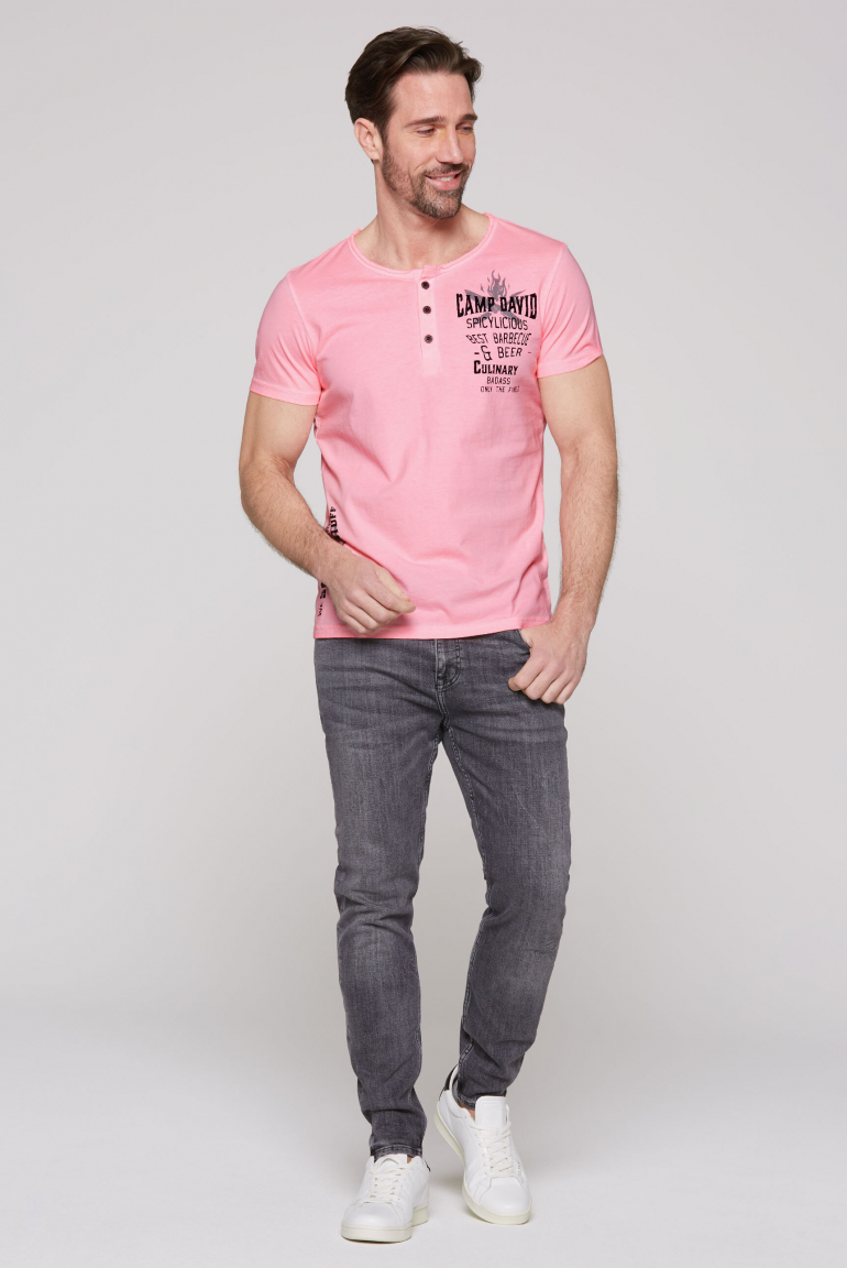 Henley-Shirt Oil Dyed mit BBQ Prints