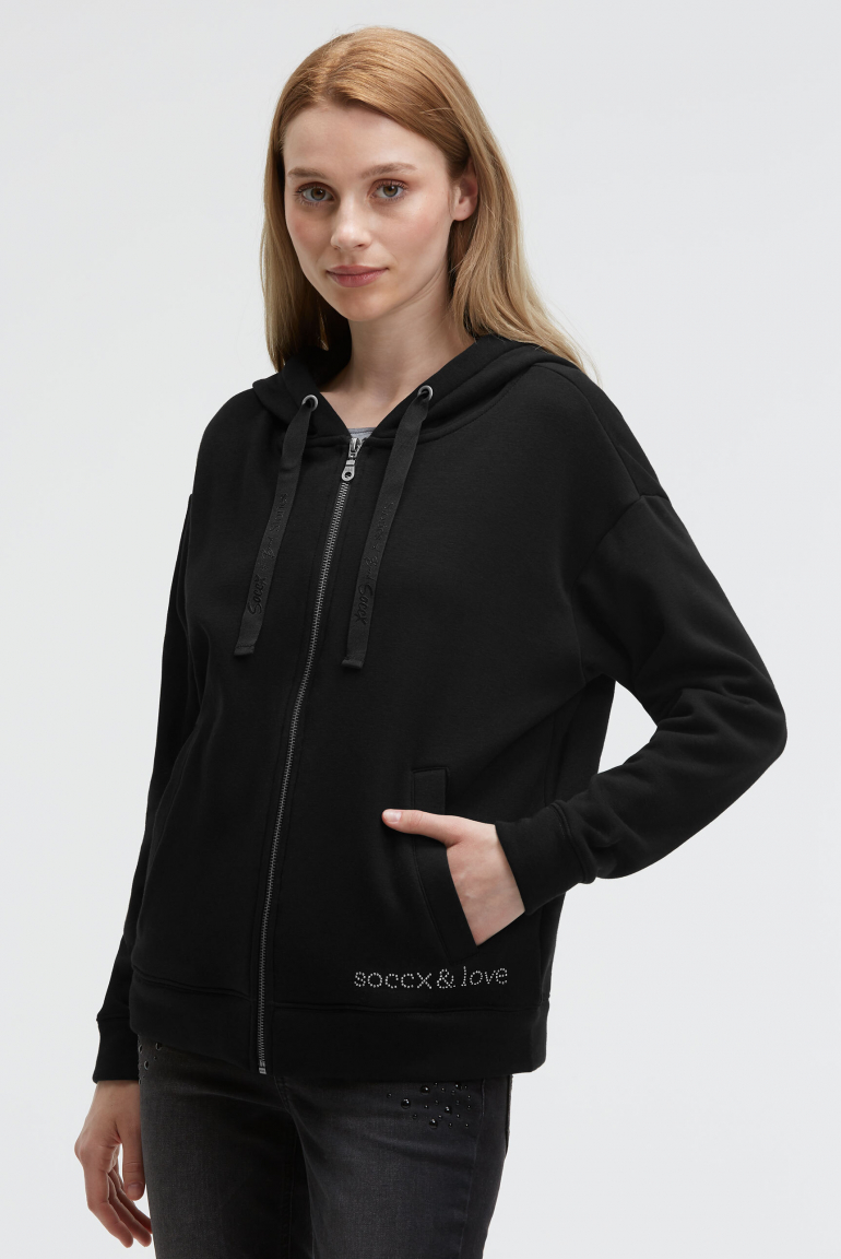Kapuzensweatjacke mit Glossy-Rücken-Artwork