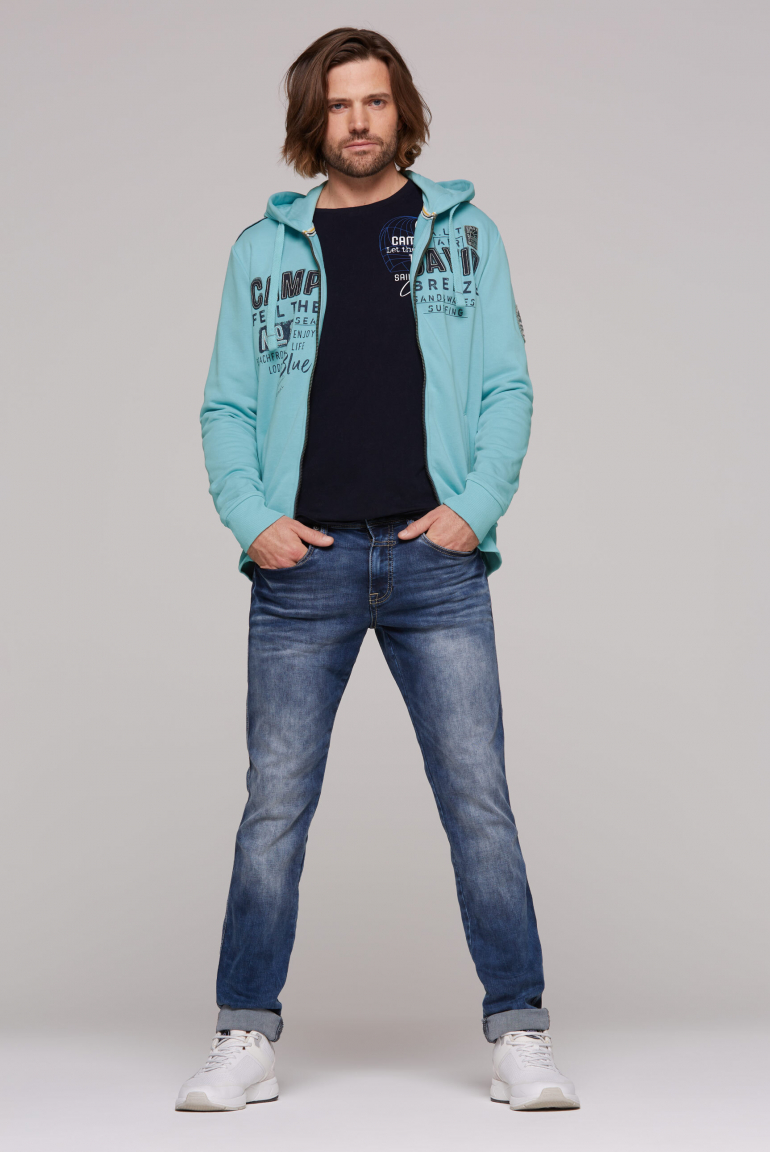 Kapuzensweatjacke mit Logo-Applikationen