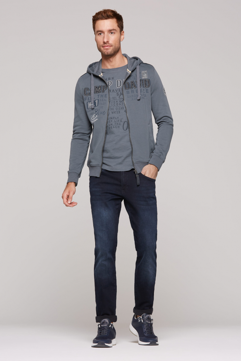 Kapuzensweatjacke mit Logo-Applikationen