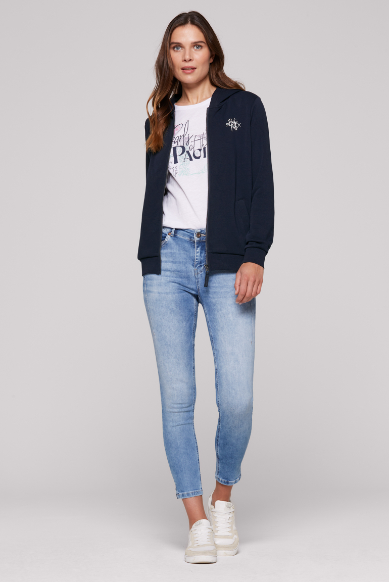 Kapuzensweatjacke mit Rücken-Print