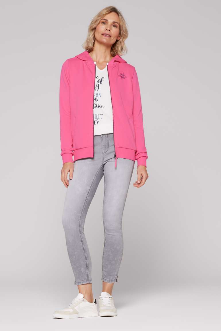 Kapuzensweatjacke mit Rücken-Print