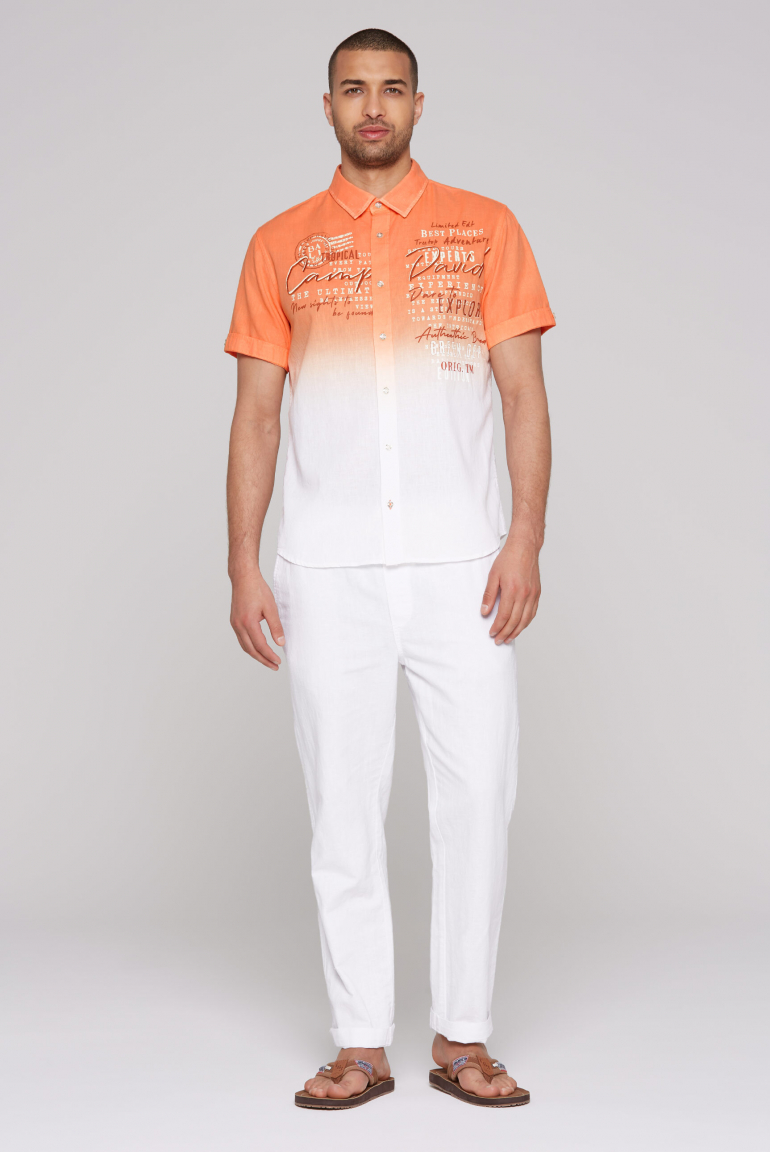 Kurzarmhemd Dip Dye mit Prints und Stickereien