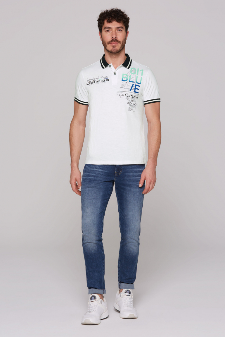 Kurzarmpolo mit Sailing Print