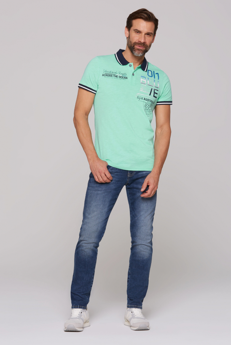 Kurzarmpolo mit Sailing Print
