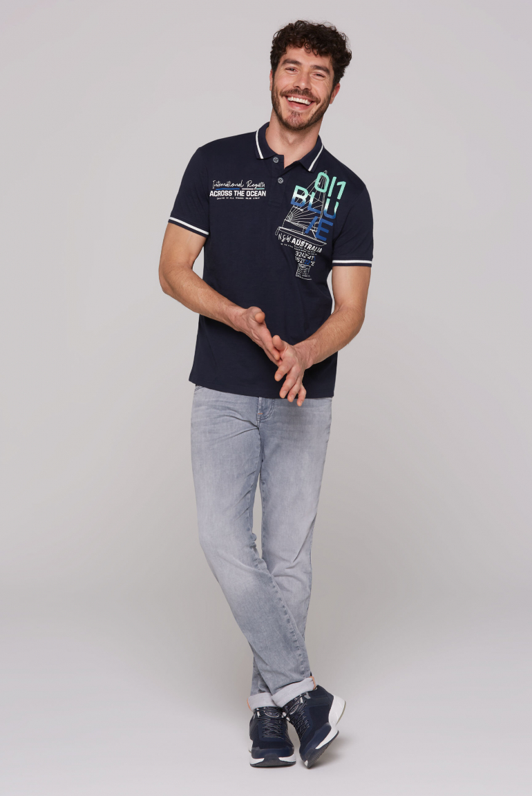 Kurzarmpolo mit Sailing Print