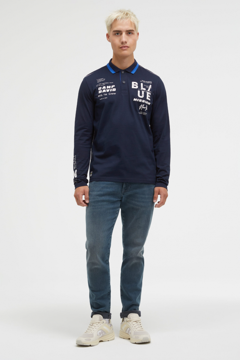 Langärmliges Poloshirt mit Puffprints