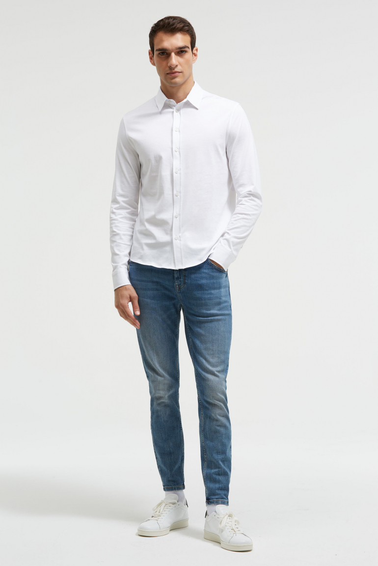 Langarmhemd aus Baumwoll-Jersey Slim Fit