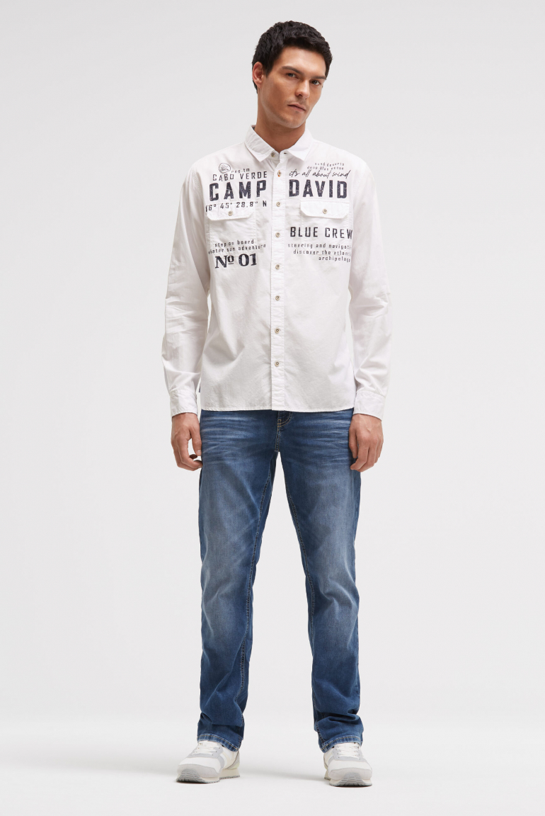 Langarmhemd mit Klappentaschen und Prints