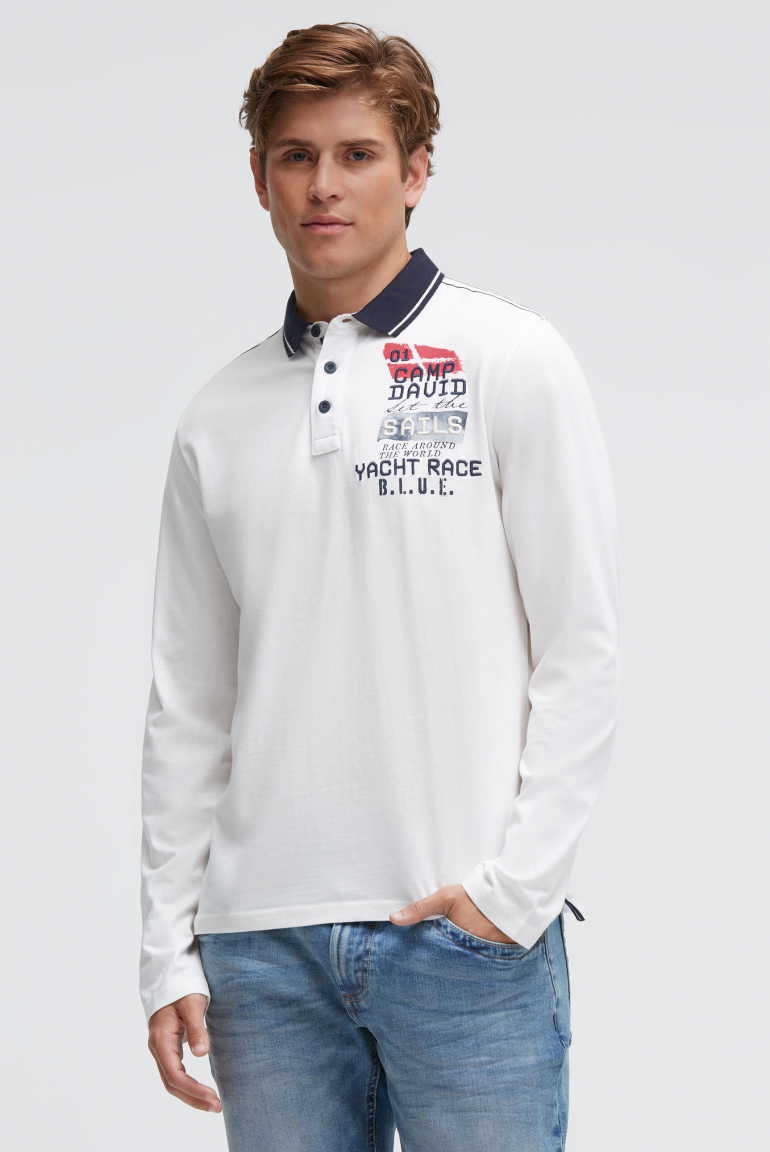 Langarmpolo mit Rücken-Artwork