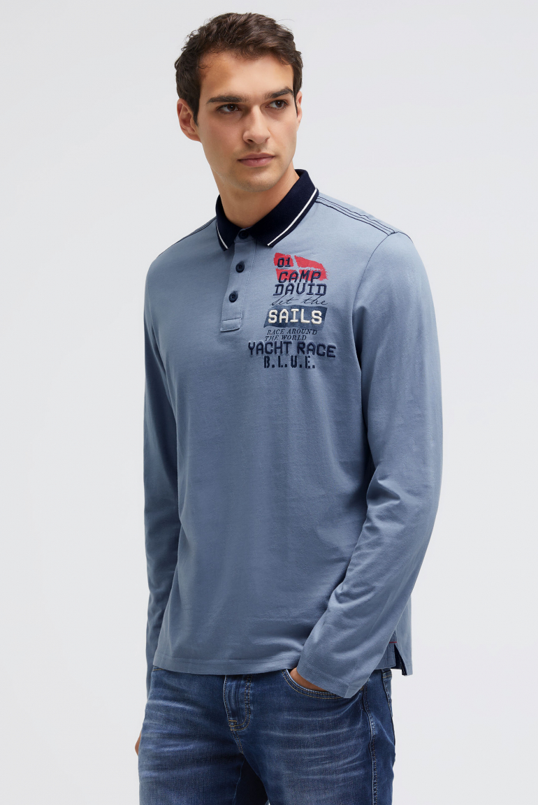 Langarmpolo mit Rücken-Artwork