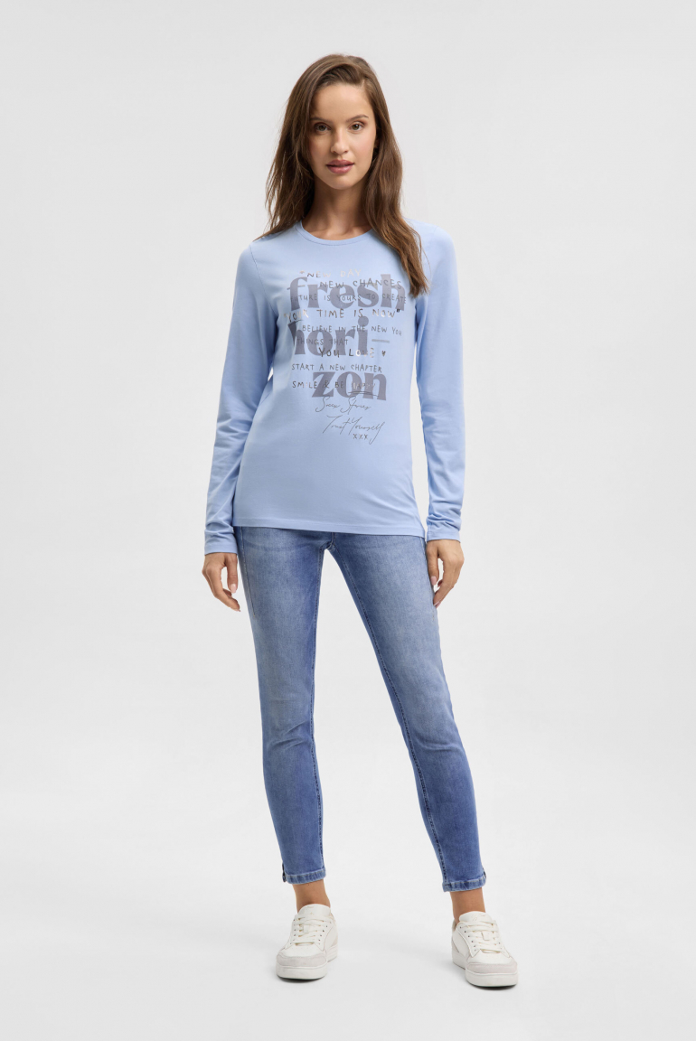 Langarmshirt Rundhals mit Wording Print