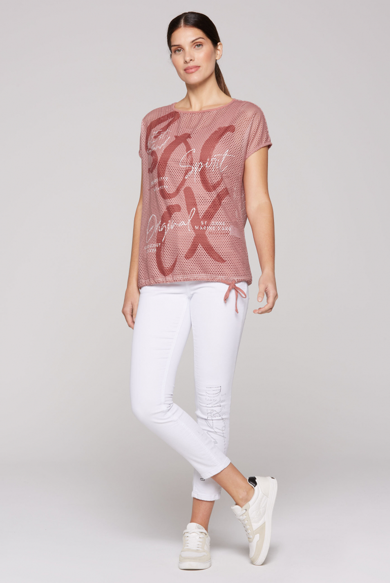 Layer-Mesh-Shirt mit Print und Top, 2-teilig