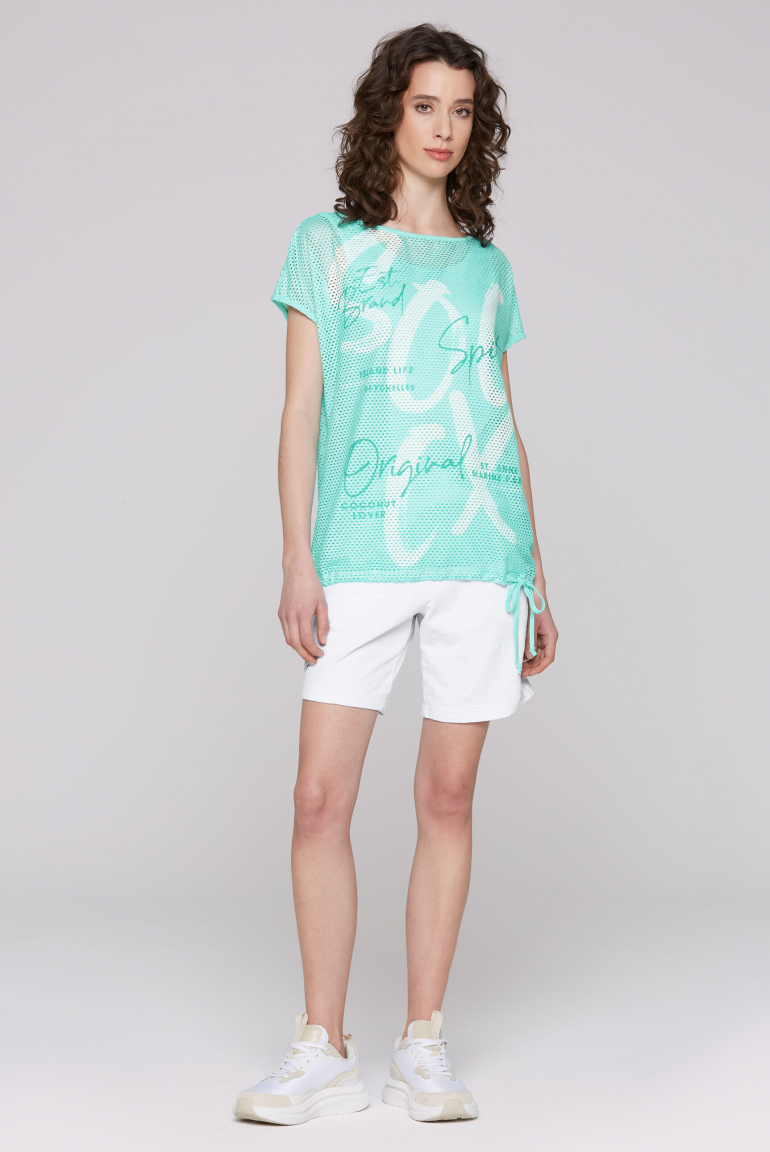 Layer-Mesh-Shirt mit Print und Top, 2-teilig