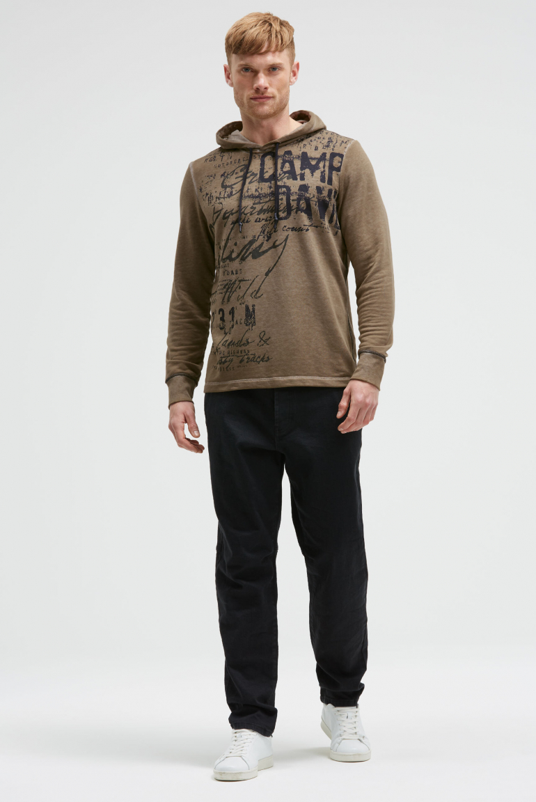 Leichter Hoodie mit Ausbrenner-Effekten und Artwork