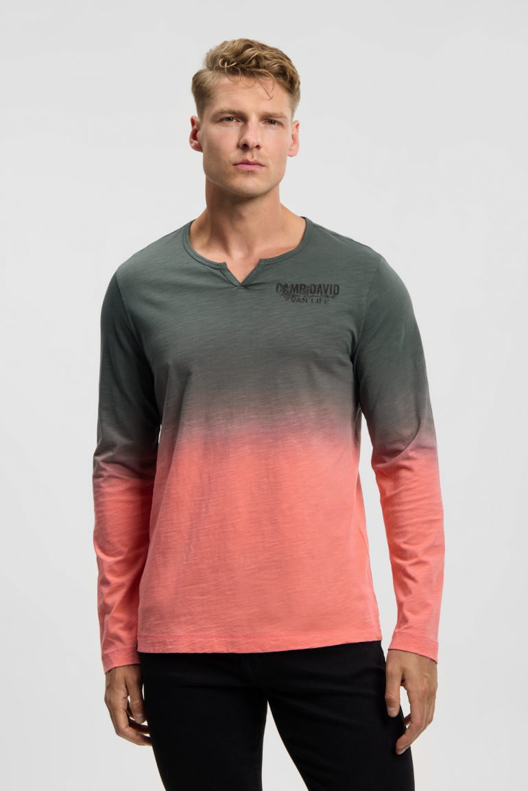 Longsleeve mit Dip-Dye-Effekt und Rücken-Print