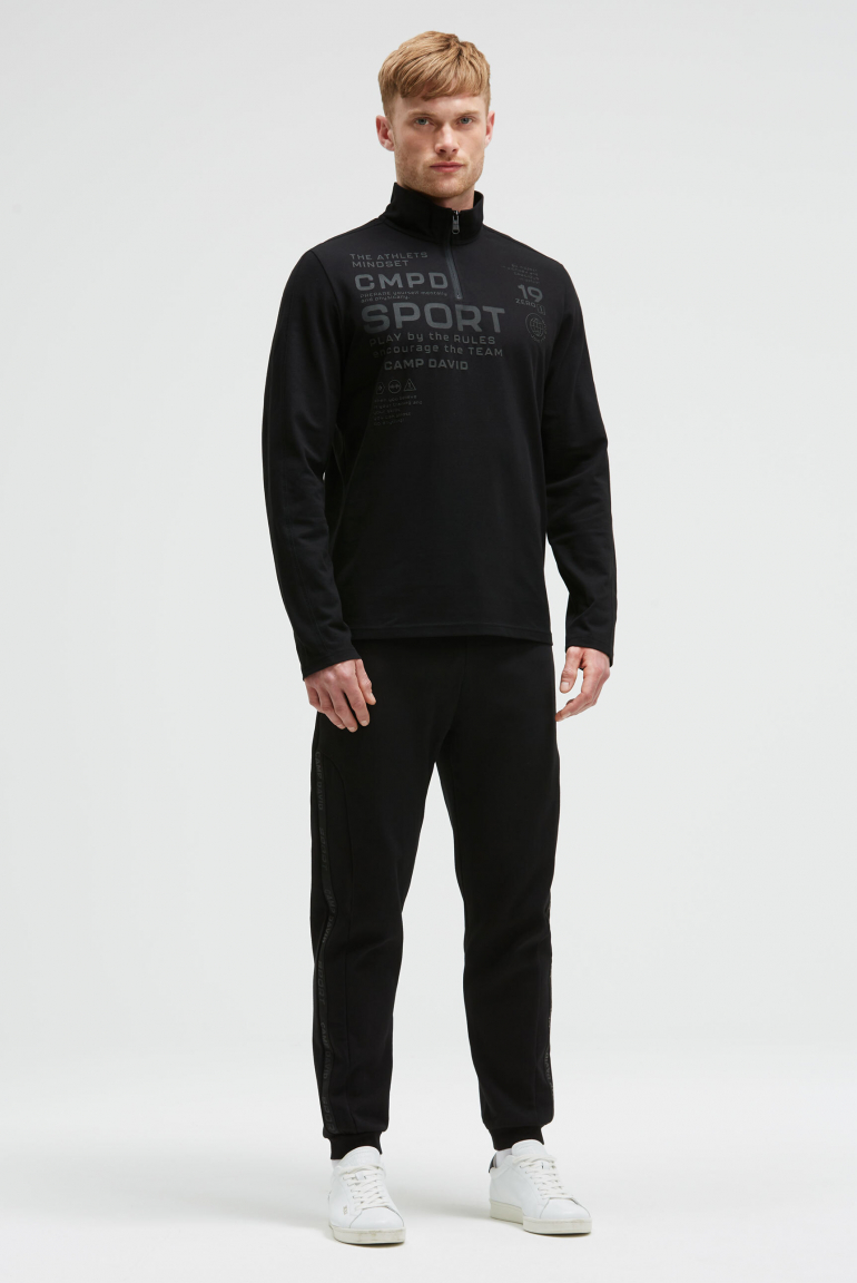 Longsleeve mit Troyer-Kragen und Artwork