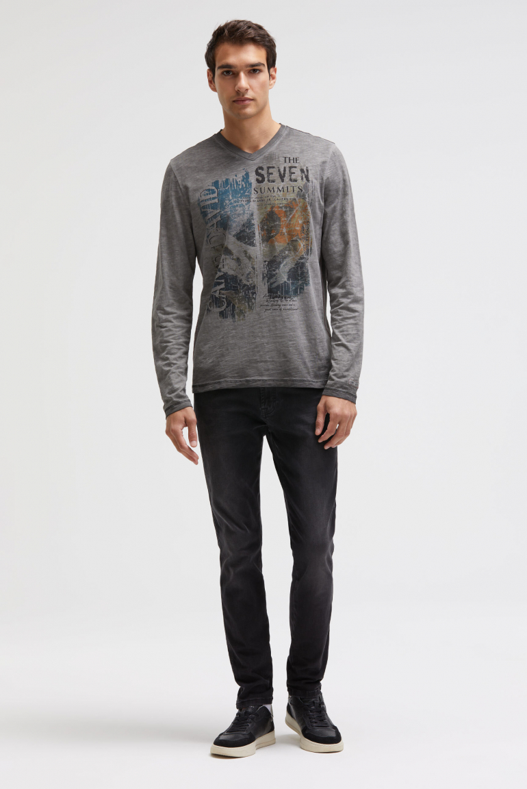 Longsleeve mit V-Neck und Photoprint