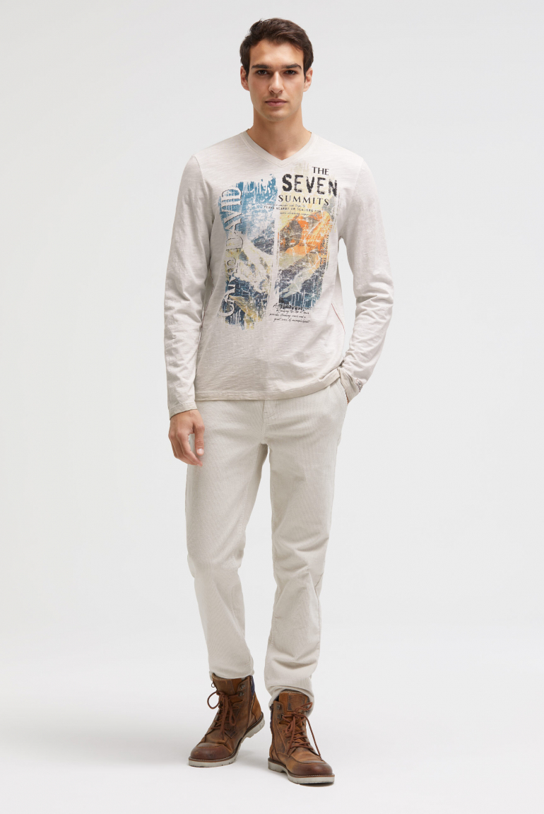Longsleeve mit V-Neck und Photoprint