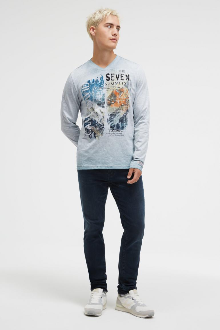 Longsleeve mit V-Neck und Photoprint