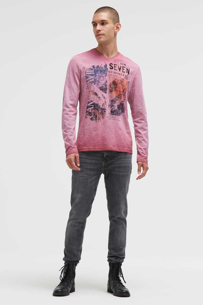 Longsleeve mit V-Neck und Photoprint