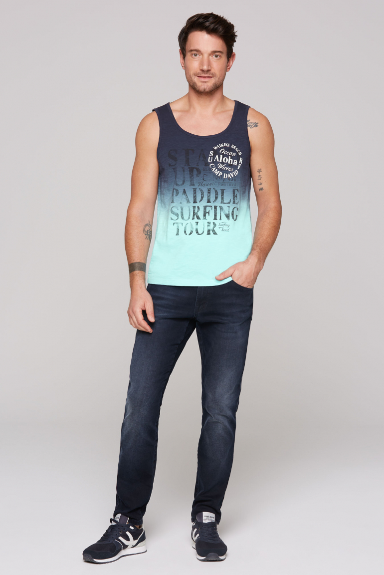 Muskelshirt mit Dip-Dye-Effekt und Prints