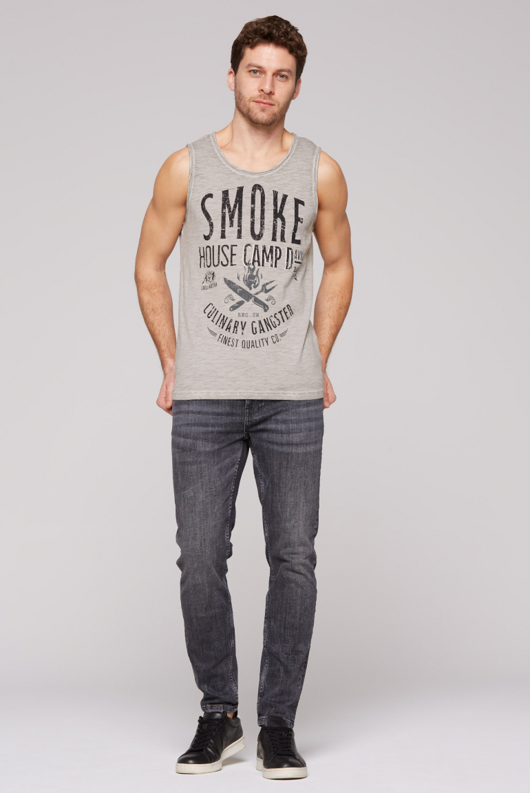 Muskelshirt mit Label Print im Used Look