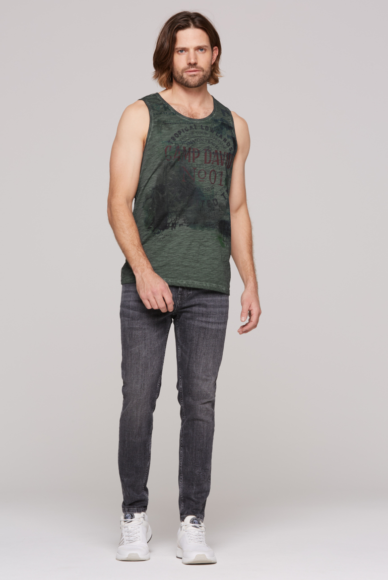 Muskelshirt Oil Dyed mit Photoprint