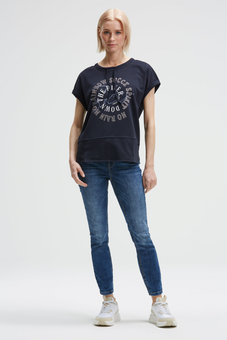Oversized-Shirt mit Artwork aus Schmucksteinen
